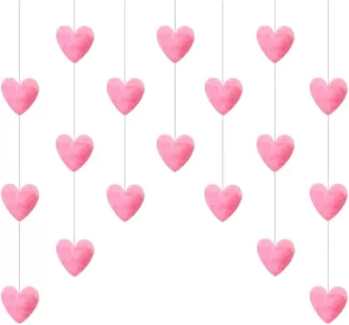 Sperrins Fluffy Heart Door Hanging Decor Plush Cute Princess Doorway Curtain Heart Princess Room Door Curtain Hanging Curtain Love Heart (Light Pink)