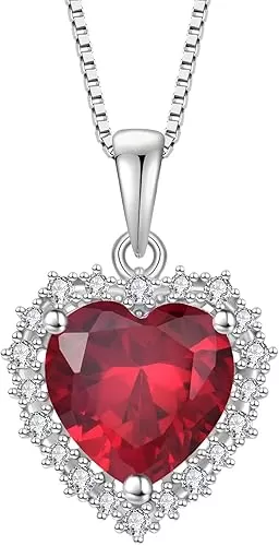 STARCHENIE Heart Birthstone Pendant Necklace 925 Sterling Silver Jewelry Gift for Women