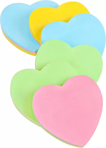 Sticky Notes 2.75 in x 2.75 in 600 Sheets Sticky Memo Heart Shaped - Self Stick Cute Mixed 4 Color for Office/Home/Baking/School