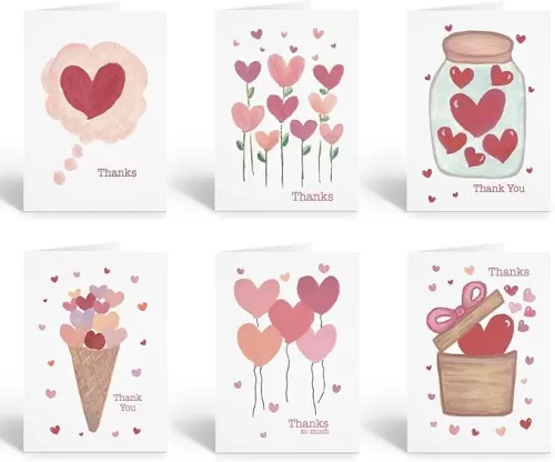 Stonehouse Collection | Red Heart Design Note Cards | 12 Cards in a Pack | Blank Interior (Assorted)