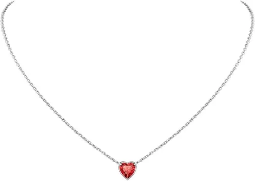 Suplight Dainty 925 Sterling Silver Birthstone Heart Crystal Necklace/Stud Earrings, Minimalist BirthStone Necklaces Earrings Jewelry for Women (with Gift Box)