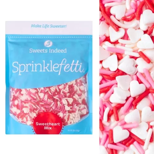 Sweets Indeed Sprinkles Bulk 10 ounce Edible Sprinkle Mix Perfect for Cake Decorations Baking Ice Cream Cookies Cupcake Topper (Sweatheart Jimmies)