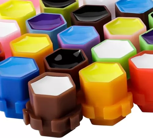Tattoo Ink Caps Cup for Tattooing Honeycomb Shape Spliceable Anti-Rollover Spill, Eco-Friendly Non Fade Material, Large Inner Size 0.63 * 0.75 inch(W*H), 200pcs Pack (Mix Color)