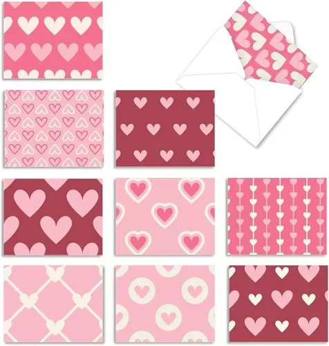 The Best Card Company - 10 Blank Heart Note Cards Boxed (4 x 5.12 Inch) - All Occasion Heartfelt Love Card Assortment - Heartscapes AM6838OCB-B1x10