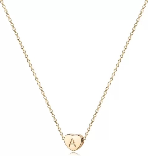 Tiny Gold Initial Heart Necklace-14K Gold Plated Handmade Dainty Letter Heart Necklace for Women Necklace Jewelry