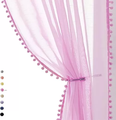 Treatmentex Pom-Pom Sheer Curtains for Girl