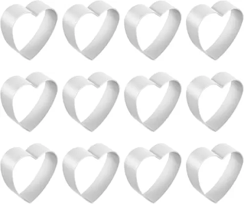 uxcell 12pcs Metal Cookie Cutters Set, Aluminum Alloy Heart Shaped Cookie Cutter Suitable for Homemade Cookie Bread Fondant, Silver
