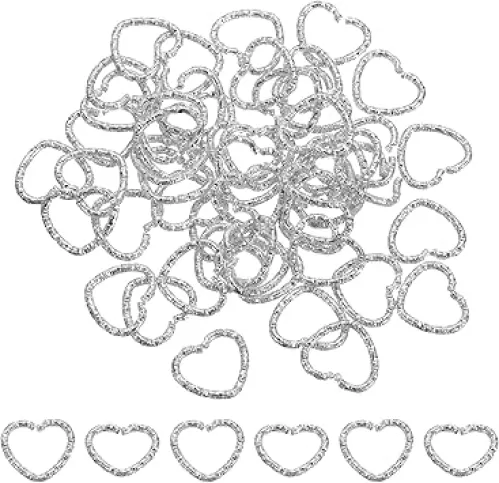 uxcell 50Pcs Open Jump Rings, 14mm Heart Shape Twisted Connectors for DIY Crafts Bracelet Necklaces Jewelry Making, White Gold
