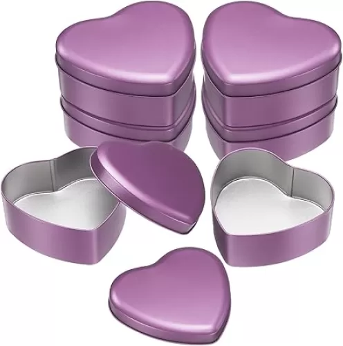 uxcell 6Pcs Heart Shaped Metal Tins Box, Empty Candy Jars with Lids, Favors Storage Containers for Valentine