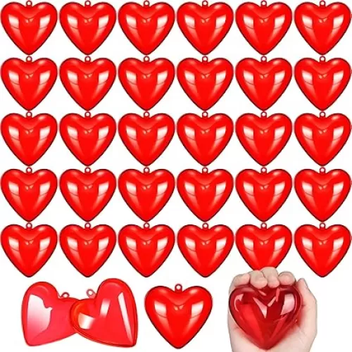 Valentine Hearts Filled Candy Box Case Plastic Container Holder Props Party Favors Birthday Exchange Presents Party Supplies Game Prizes Carnival Jewelry Box (30)