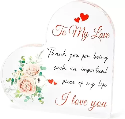Valentine's Day Gifts for Couple: Acrylic Heart Gifts for Her & Him Ideas for Wife, Girlfriend, Boyfriend, Lover