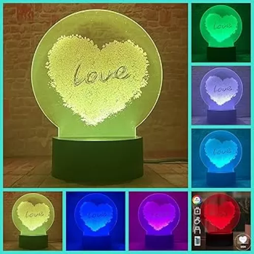 Valentines Day Gifts Love Heart-Shaped Night Light, 16 Colors & Remote Control Table Lamp, Anniversary Romantic Festival Birthday Gifts for Him Her, for Girlfriend Boyfriend Couple Men Women