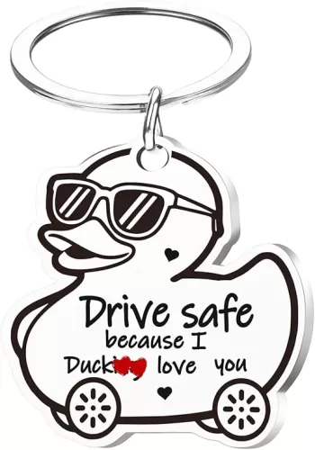 Valentines Keychain for Dad Mom - Drive Safe I Love You, Keyring Key Chain Birthday Valentine’s Day Funny Gifts