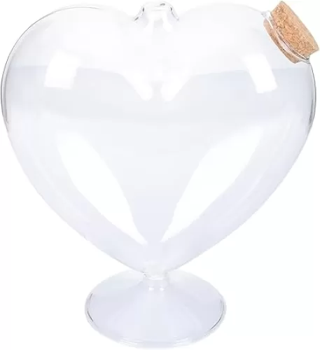 Zerodeko Glass Jar with Lids Heart Glass Jars Cereal Containers Candy Jar with Lid Snack Containers Home Snack Holder Sugar Bowl Glass Storage Jar Vase Rainbow Heart-shaped Storage Box Cork