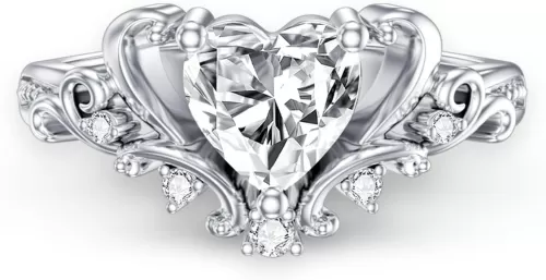 1 Carat Heart Shaped Moissanite Engagement Ring D Color VVS Clarity 18K Gold Plated 925 Sterling Silver Vintage Moissanite Rings