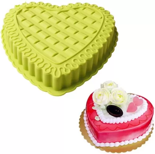 10'' Love Heart Shape Silicone Baking Molds, Anniversary Birthday Tray-Wedding Festival Party Silicone Cake Mold for Muffins Brownie Cornbread Candy Chocolates Butter Fondant Gummy Bread
