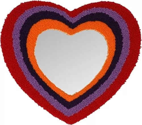 10.4x11.8 Inch Heart Shaped Decorative Wall Mirror with Flannel Frame Vanity Mirror with Stand for Bedroom Children's Room