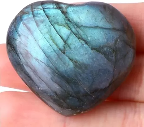 1.18in-1.97in Natural Labradorite Large Heart Stones Healing Crystals Gemstones Gifts Heart Shaped Rocks for Home Decor Reiki Meditation Women