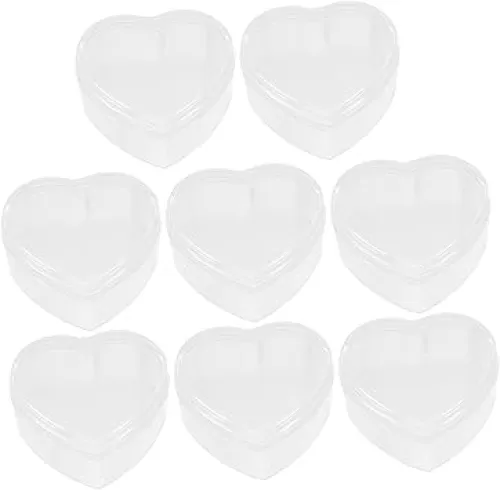 12Pcs Heart Shaped Candy Jewelry Storage Box Durable Transparent Makeup Holder for Jewelry Organization Packaging for Anniversaries Valentine Day