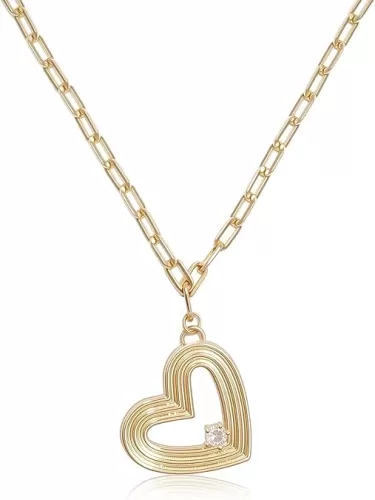 14K Gold Plated Dainty Heart Pendant Necklace for Women, Trendy Cute Birthday Gifts Jewelry
