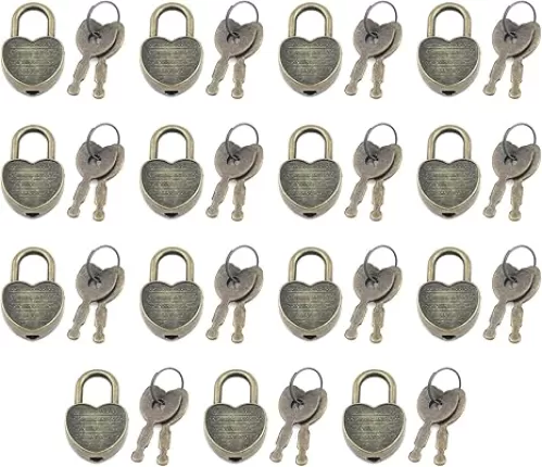 15 Pcs Mini Diary Metal Lock, Mini Padlock with Key for Suitcase Schoolbag Backpack Padlock Luggage Locks, Heart-Shaped
