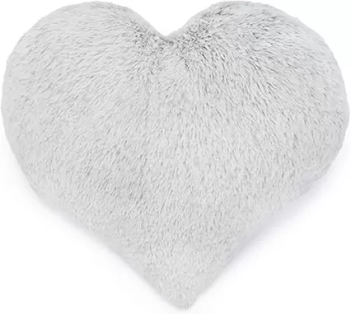 1i4 Group Cozy Microwavable Plush Toys - Heated Stuffed Heart Shape - Heatable Coolable Bedtime Comfort Plushie - Gray