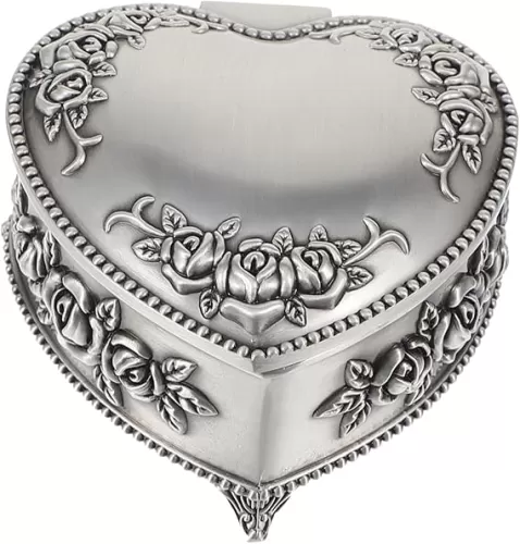 1pc Heart Shaped Jewelry Storage Box with Rose Design Portable Jewelry Case for Home Travel Shopping Durable Material with Lid Elegant Functional