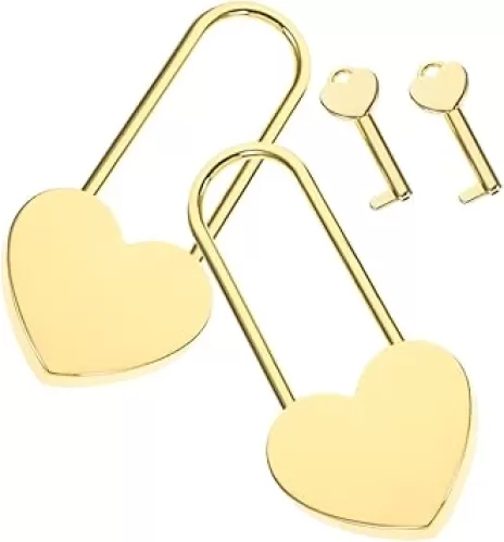 2 Pack Heart Shaped Wishing Locks for Luggage Travel Lock Metal Keys Small Padlock for Suitcase Key Resettable