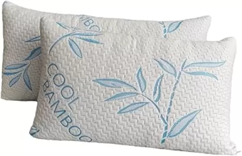2 Pack King Size Rayon Derived from Bamboo Pillows for Sleeping, Cooling Shredded Memory Foam Adjustable Rayon Derived from Bamboo Bed Pillow with, Removable/Washable Cover (King 2 Pack)