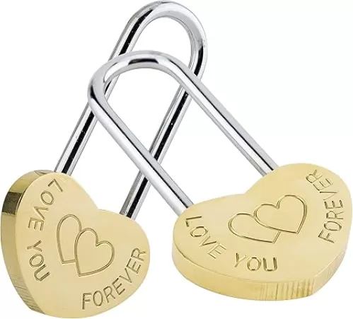 2 PCS 3.5" 50mm Love Lock Heart Padlock Wish Lock Without Key for Lovers Wedding, Valentines, Anniversary, Travel, Valentines Day(NO Key)