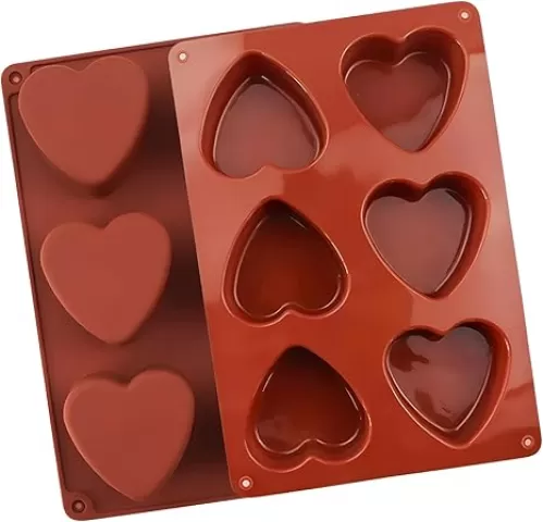 2 Pcs 6-Cavity Heart Shaped Silicone Mold For Chocolate Jelly Pudding Handmade Soap, Silicone Shaped Mold for Cake, Candle