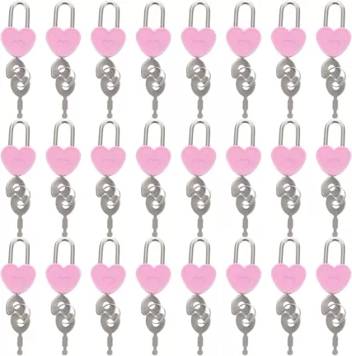 24pcs Heart Shaped Locks with Keys, Mini Heart Lock and Key, Small Metal Padlock for Suitcases Backpacks Diary Romantic Decor Jewelry Box Valentine Gift