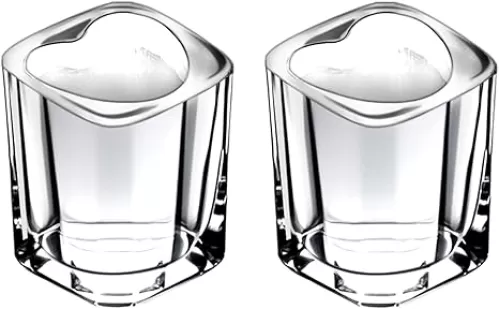 2Pcs 2oz Heavy Base Shot Glasses Sets, 6pcs Cute Heart Shaped Clear Tequila Shots, Mini Square Shot Glass, Espresso Shot Glass (2)