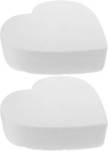 2pcs Foam Cake 8 Inch Heart Shaped Model Fake Polystyrene Embryo Doll Cake Modeling for Valentines Day Wedding