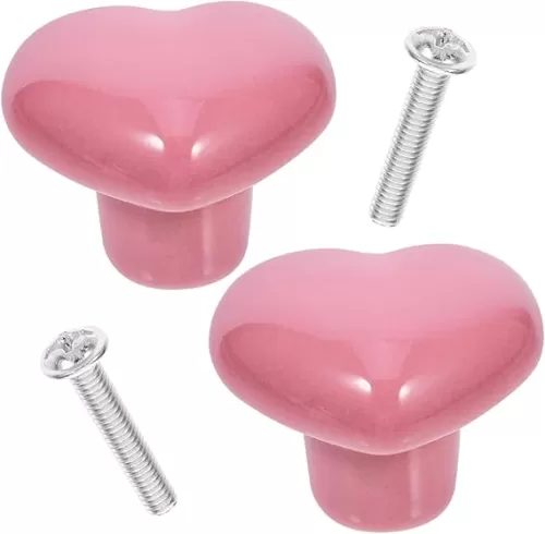 2pcs Heart Shape Ceramic Knobs Adorable Cabinet Door Knobs Romantic Design for Dresser Furniture Easy Installation Single Replacement
