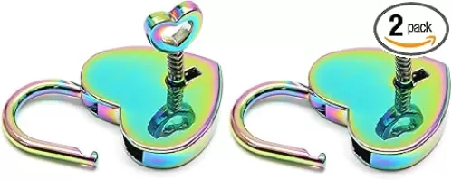 2Pcs Heart Shaped Padlocks, Small Colorful Padlock with Keys Metal Decorative Locks for Jewelry Box Storage Box Diary Mini Bags Keyed Padlocks