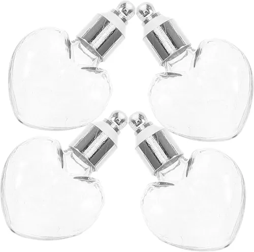 4pcs Mini Glass Wish Bottles Cork Stoppers Heart Shaped Tiny Jars for Crafts Decorative Storage and Wishing Messages for Weddings and Special Occasions