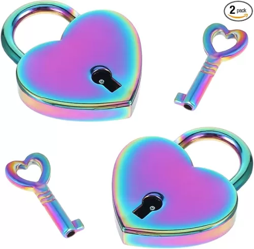 4Pcs Small Heart Shaped Locks with Key Mini Metal Heart Padlock Colorful Personalized Love Padlock Diary Lock and Key Set Heart Lock Mini Lock for Diary Book Travel Suitcase Luggage Box Case Key Keye