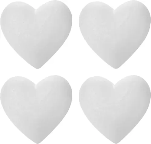 4pcs White Balls Craft Foam Hearts Heart Shaped Foam Polystyrene Foam Heart for Holiday Art Crafts Use DIY Ornaments Wedding Decor ( 165mm )