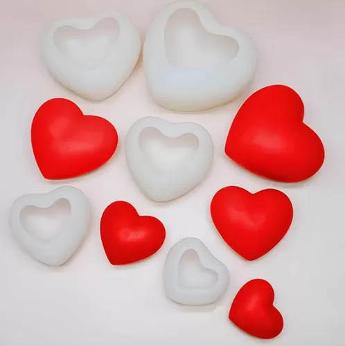 5 Sizes Heart Silicone Mold Candy Molds for Chocolate Bombs, Cookie Decor, Pastry, Cake, Jelly, Valentine’s Day 3D Heart Shape DIY Casting Craft for Epoxy Resin Art, Candles, Handmade Soap Making