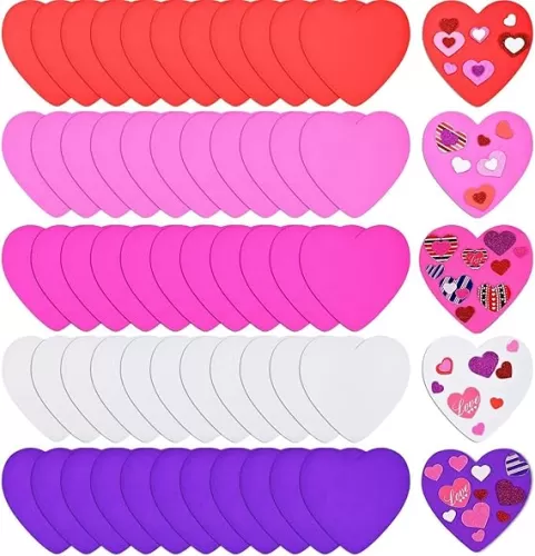 60 Pieces Hearts Foam Cutouts 2-Sided 6 Inch Large Heart Crafts Foam Heart Shapes for Valentine’s Day Crafts, Bulletin Boards, Classroom Decor, and Posters, Teacher Supplies 5 Vibrant Colors