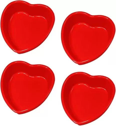 7 Inch Silicone Heart Shaped Cake Pans 4PC, Silicone Heart Molds Easy to Clean, Reusable Hearted Cake Pan for Baking