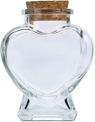 75ML Empty Heart-Shaped Bottles with Cork Stoppers Mini Glass Bottles Jars Vials Wish Bottles Decorative Bottles for DIY Art Crafts Projects Supplies