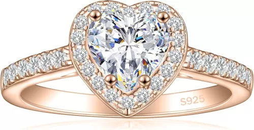 925 Sterling Silver Engagement Rings for Women Heart Cut Cubic Zirconia Wedding Promise Rings for Her Size 4-12.5