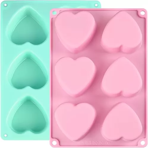 Actvty Heart Shaped Silicone Mold, 6 Holes Heart Molds for Chocolate, Muffins, Cake, Jelly Pudding, Handmade Soap, Bath Bombs Making, Set of 2