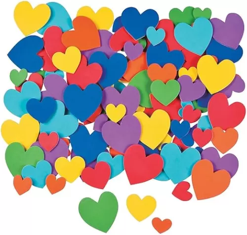 Adhesive Foam Bright Hearts - Bulk Set of 532 Pieces - Valentine's Day Crafts for Kids and Fun Home Activities