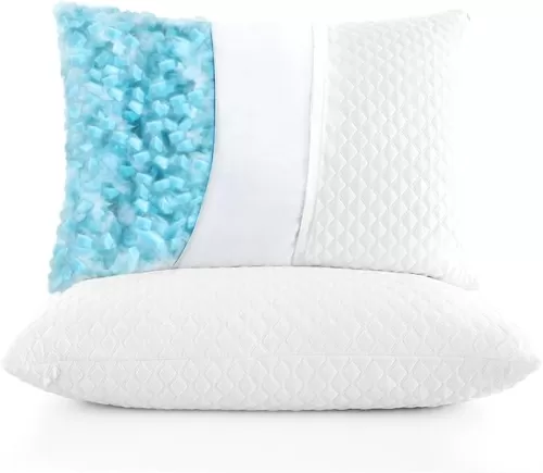 Adjustable Bed Pillows Standard/Queen Size Set of 2 - Cooling Bed Pillows for Sleeping Shredded Memory Foam Pillows, Bedding for Side/Back/Stomach Sleepers (Washable Removable Cover)