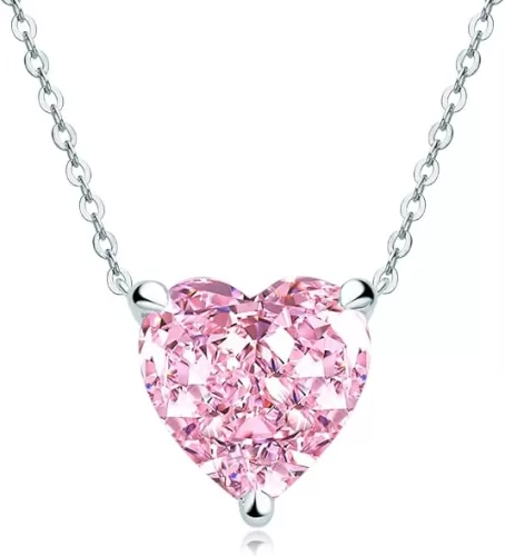 AINUOSHI Necklace for Women, Lab Simulated Diamond, Heart/Radiant/Oval/Pear/Round Cut Pendant, 925 Sterling Silver with 18K White Gold Plating, Christmas Gift, Jewelry Box Packed