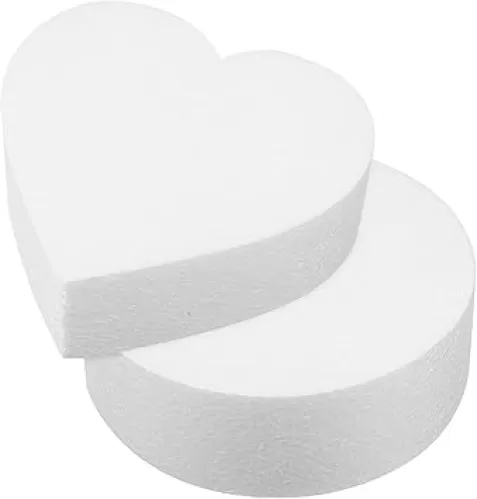 Alipis Foam Cake Dummies Heart-Shaped Fake Models Round Cake Foam Mould DIY Model Practice Cake Modelling, 6 Inch