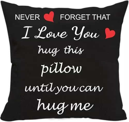 Anrkets Two Sided Printing Lover Pillow Cover I Love You Hug This Pillow Until You Can Hug Me, Valentine